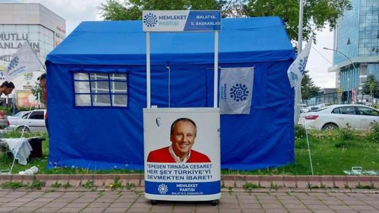 Memleket Partisi'nin Malatya İl Başkanlığı olan çadır çalındı