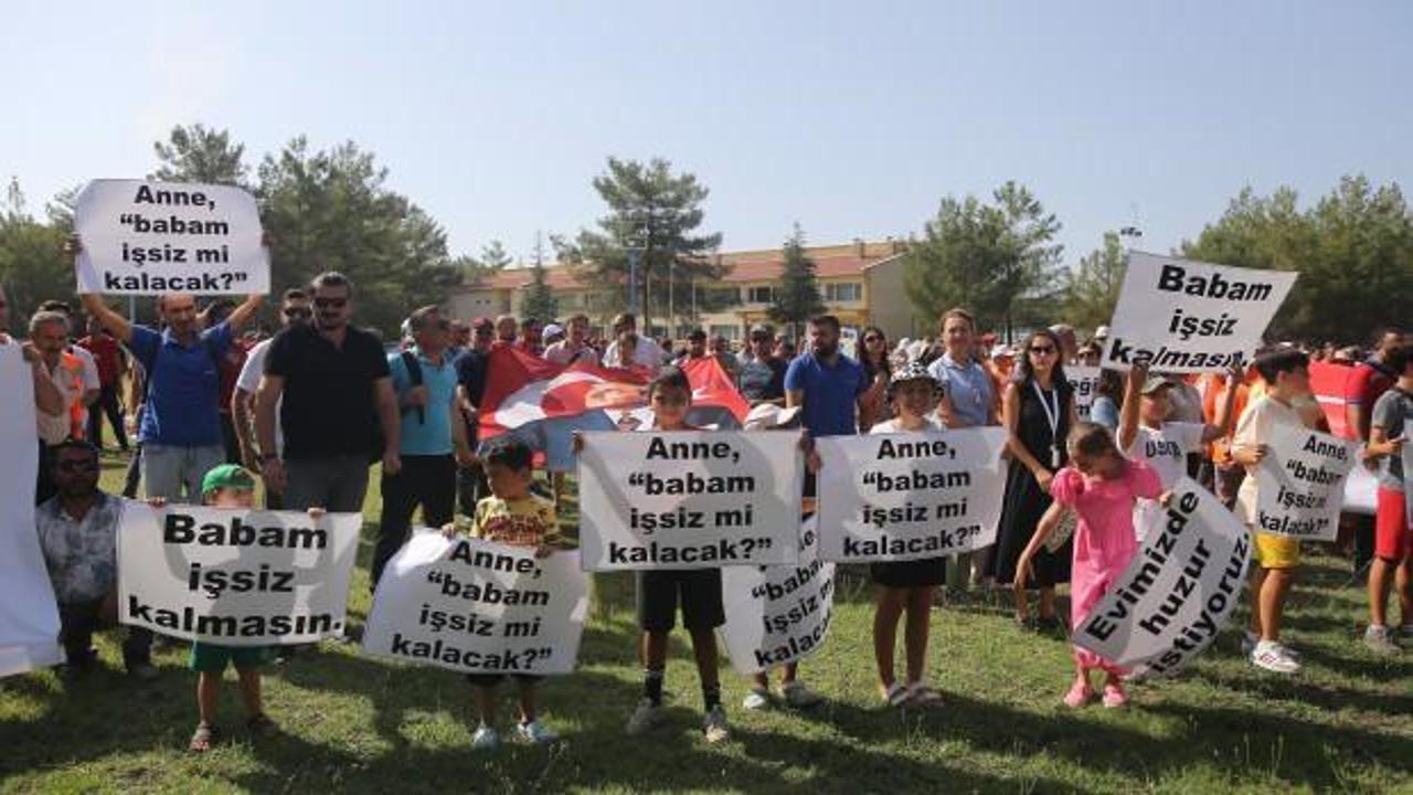 Muğla'da termik santral çalışanları aileleriyle basın açıklaması yaptı