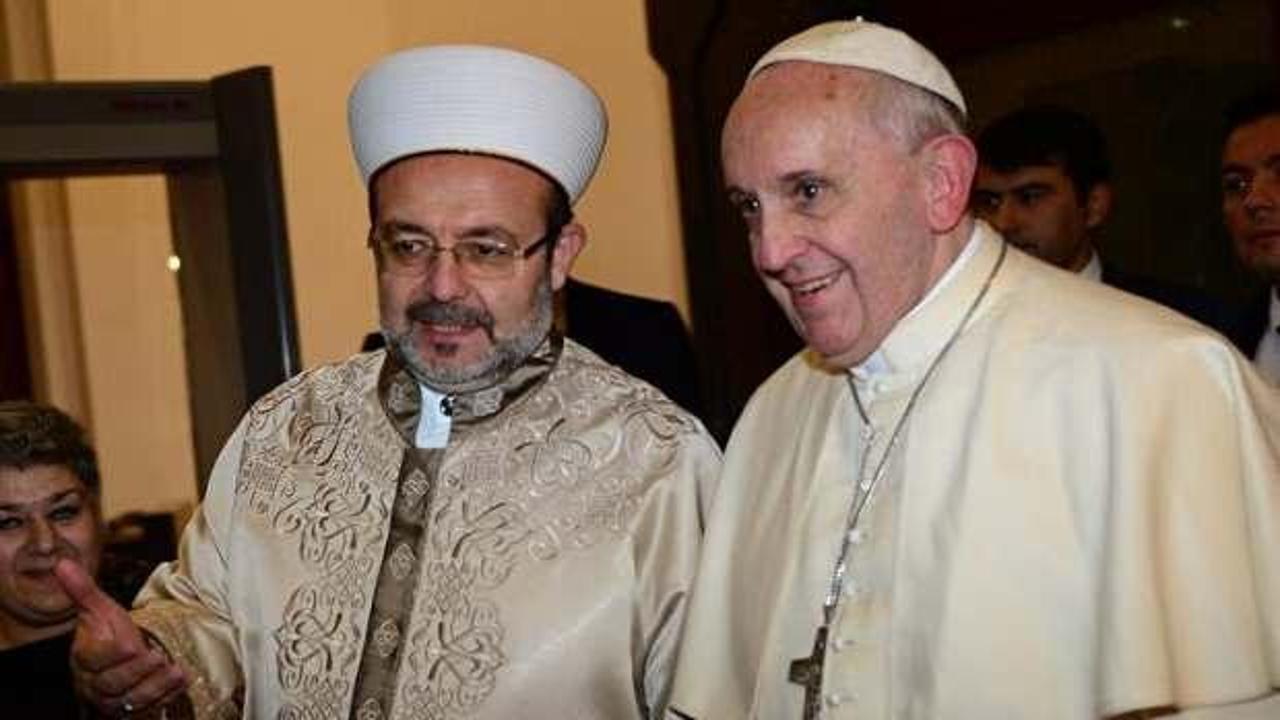 Papa, Türkiye'yi ziyaret etmişti: Görmez, toplantıda yaptığı konuşmayı paylaştı