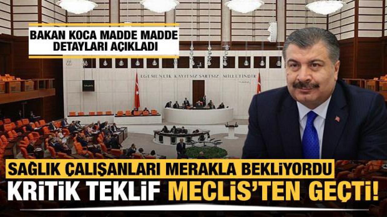 Sağlık çalışanlarının mali haklarını iyileştiren teklif, TBMM'de kabul edildi