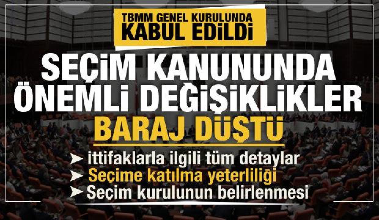 Seçim barajının düşürülmesi TBMM Genel Kurulunda kabul edildi... İşte tüm detaylar