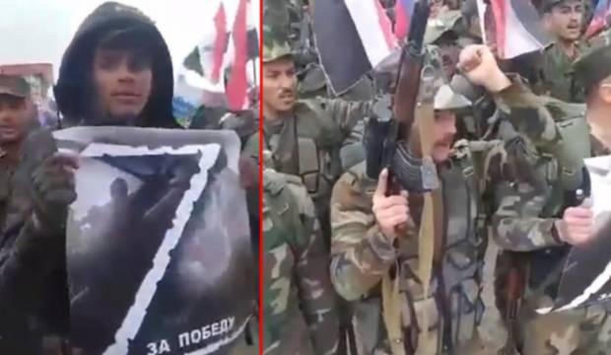 Suriye'deki Esed güçlerinden Rusya'ya destek gösterisi!