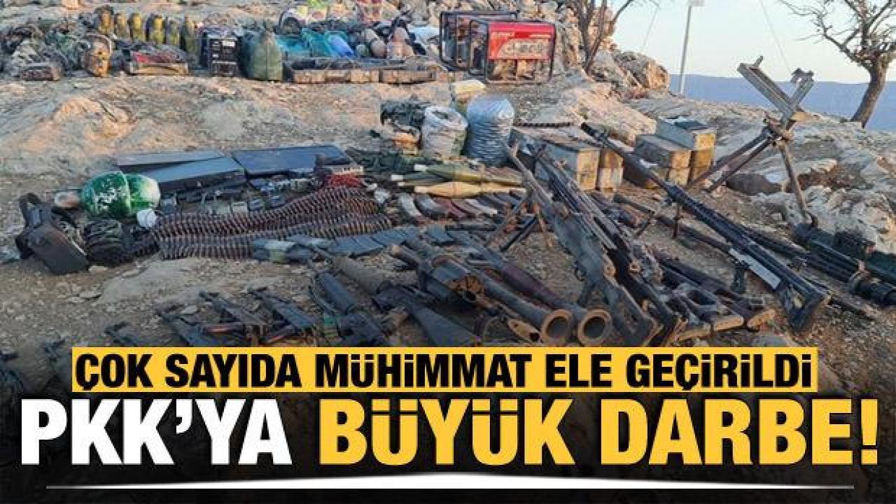 Teröristlerin kullandığı mağarada çok sayıda silah ve mühimmat ele geçirildi