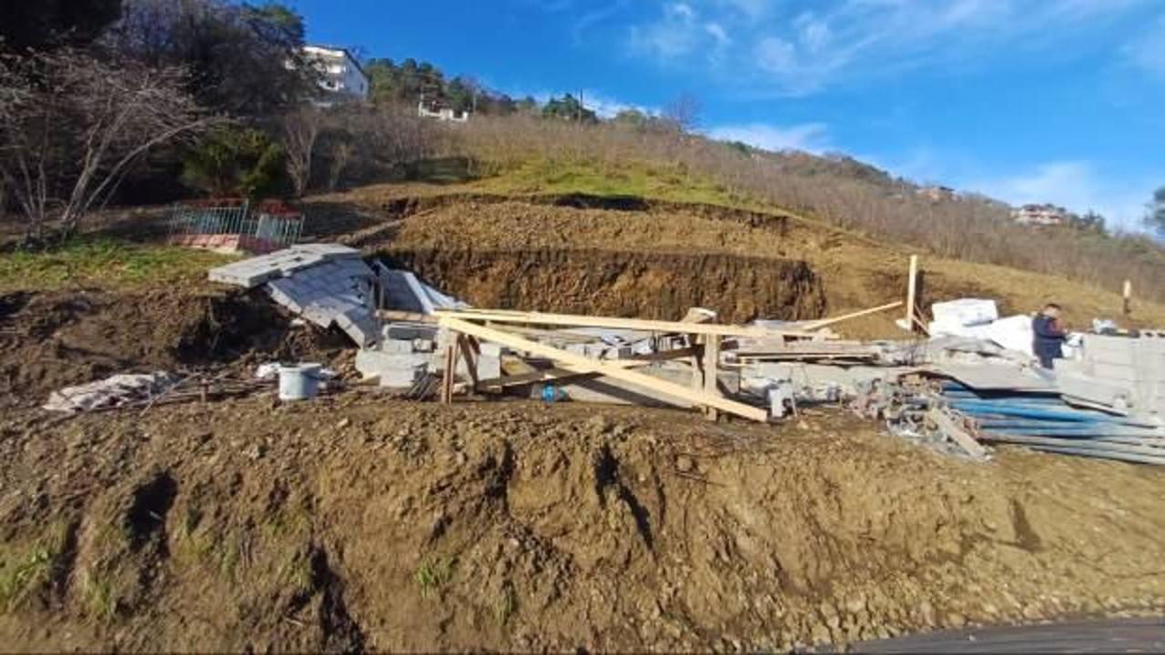 Trabzon'da istinat duvarı çöktü; 1 işçi öldü