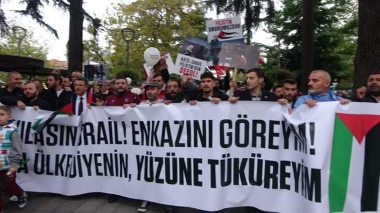 Trabzonsporlu taraftarlardan Filistin'e destek yürüyüşü