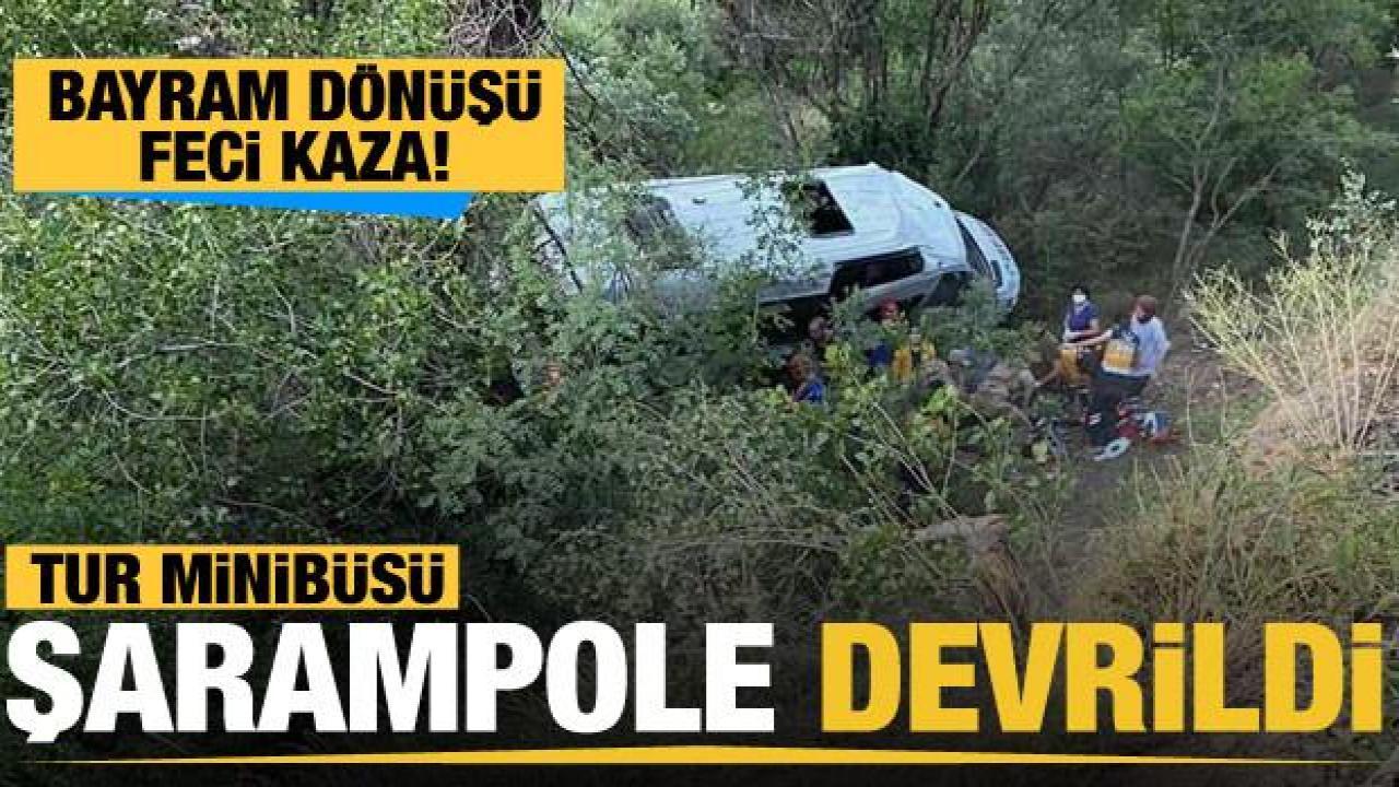 Tur minibüsü devrildi: 3'ü ağır 19 yaralı