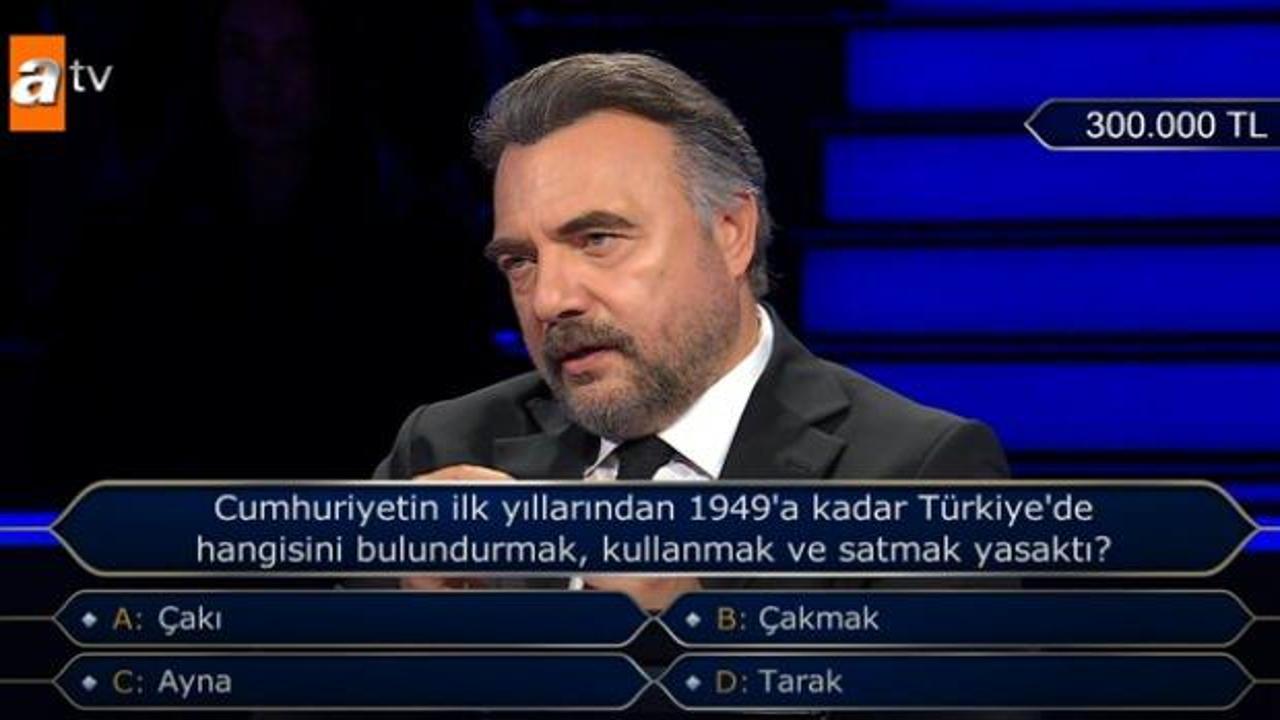 Türkiye’de 1949’a kadar hangisi yasaktı? Milyoner'de 300 bin TL'lik soru