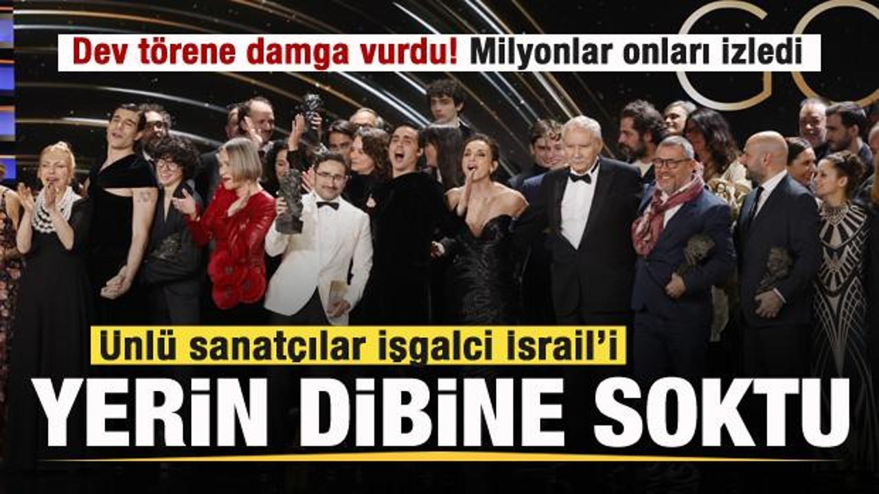 Ünlü sanatçılardan işgalci İsrail'e tepki! Dev törene damgasını vurdu