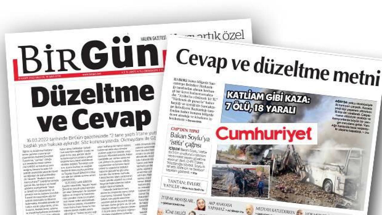 Uzun süre sonra 'doğru' haber yaptılar! Cumhuriyet ve Birgün tekzip ikizi