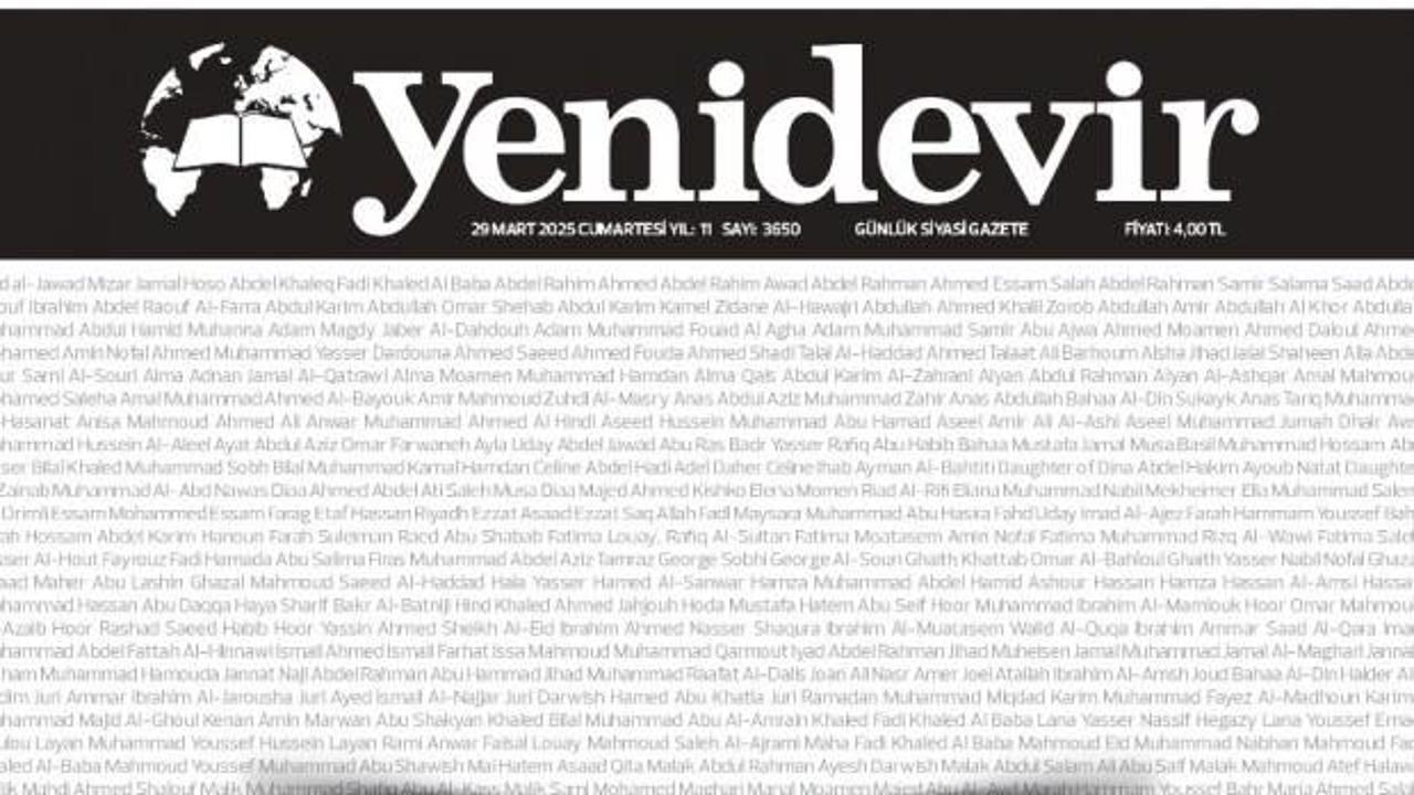 Yenidevir Gazetesi'nden dikkat çeken manşet
