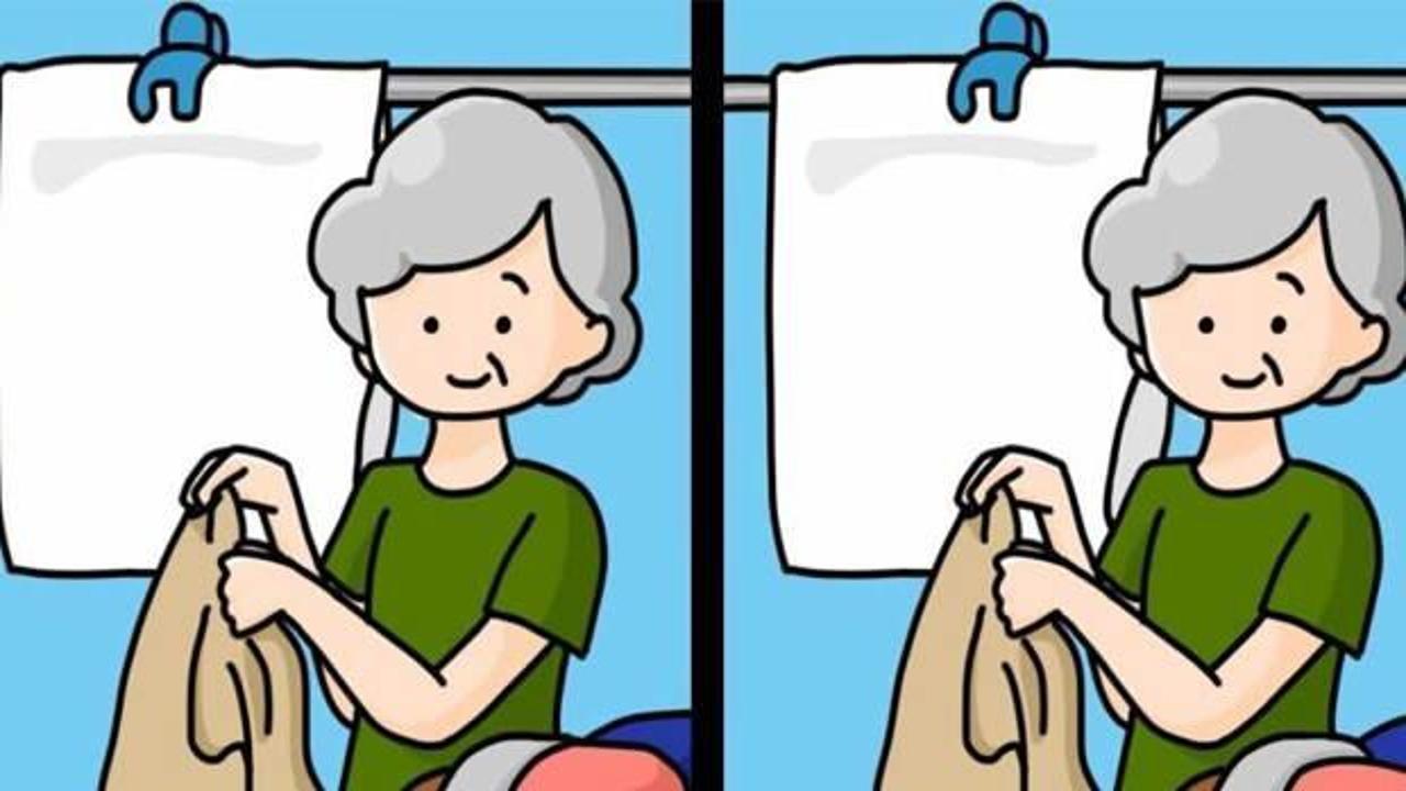 Zorlayıcı fark bulma mücadelesi: Çamaşır asan kadına ait iki görsel arasındaki 3 farkı 12 saniyede bulabilir misiniz?