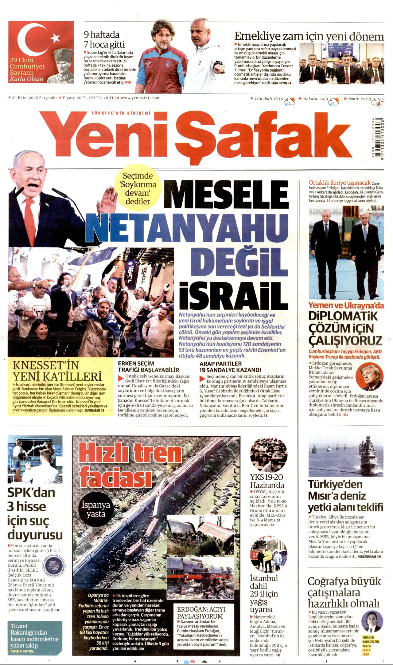 Yeni Şafak Gazetesi gazetesi manşeti